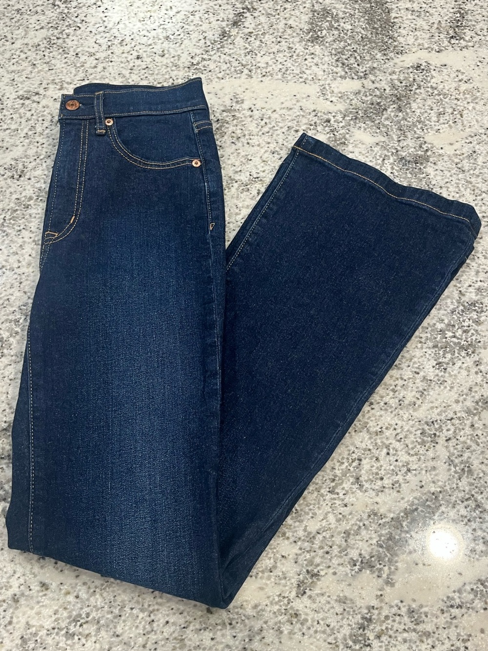 Gap Jeans Women’s 26 2R Dark Wash '70s Flare High Rise Stretch Denim Wide Leg